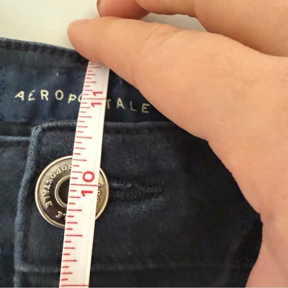 Aeropostale High Waisted Denim Shorts Dark Wash Cuffed Hem Size 14‎